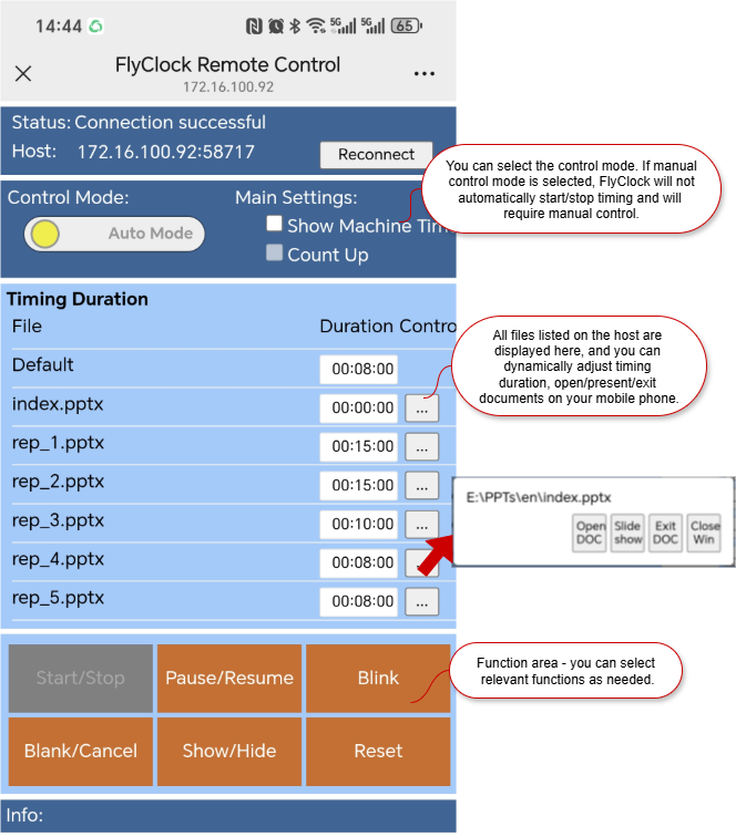 Remote Control Mobile Interface