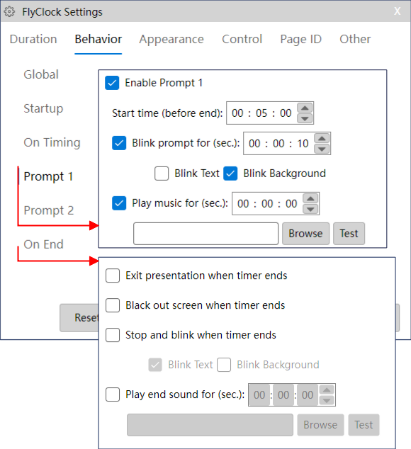 Additional Behavior Settings