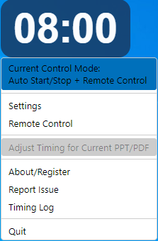 Duration settings menu
